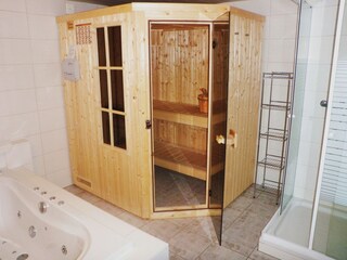 Sauna with shower and whirlpool