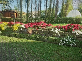 Garten Sitzplatz vor Holzhaus