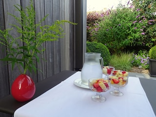 Frühstück mit Blick auf den Garten