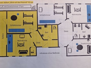 Gelb = Wohnung mit Balkon