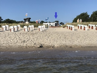 Blick vom Meer zur Villa Düne