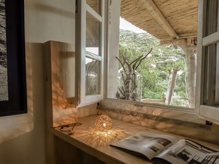 Schlafzimmer Blick aus dem Fenster