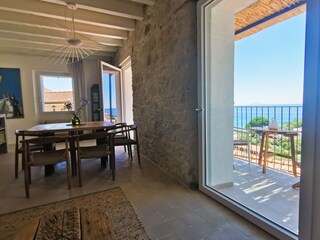living room with sea view