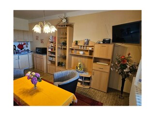 Blick in den kombinierten Wohn-Schlaf-Raum