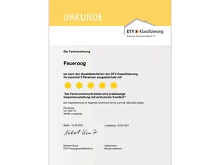 DTV Urkunde 5 Sterne