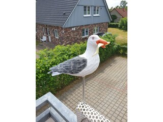 Möwe mit Fisch - linke Balkonseite