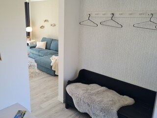 Hallway with Swedish bench and wardrobe