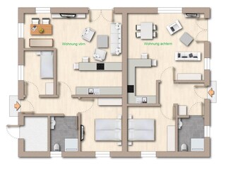 Grundriss Ferienhaus mien Wackerballig