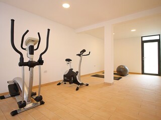 Fitnessbereich mit Orbitrek, Heimtrainer, Pilates-Ball