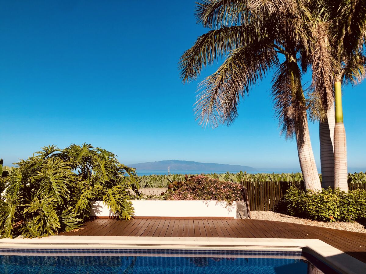 Blick auf La Gomera von der Terrasse