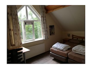 Master bedroom with desk and closets
