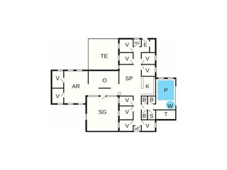 Vakantiehuis Vorupør Grondplan 16