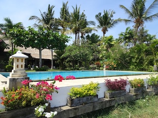 Blick auf Swimmmingpool 12x6 Meter