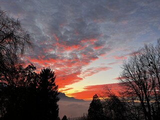 Sonnenuntergang Sicht vom Haus