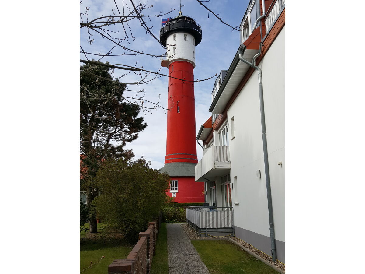 Blick vom Balkon zum Leuchtturm