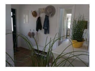 Blick aus den Wohnraum & auf die praktische Garderobe