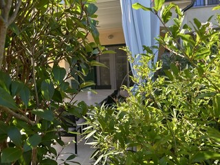 Blick auf die große sonnige/schattige (nach Wunsch) Ver