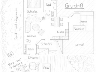 outline of the apartment with sauna/solarium