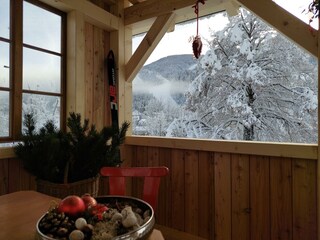 Aussicht auf die Piste - direkt vom Salettl