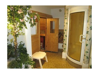 holzbeheizte Sauna und Dampfbad im Haus