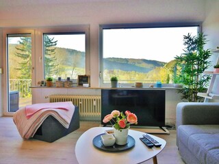 Wohnzimmer mit Aussicht - Fewo Haus Bellevue****