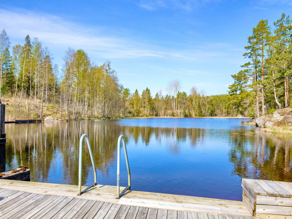 Badeleiter und Blick über den See