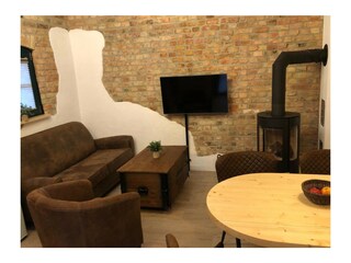 Die Schlafcouch für die 3./4. Person im Wohnzimmer