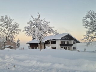 Hier wohnen wir:) eine Langlaufloipe ist direkt am Haus