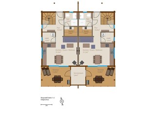 Grundriss Erdgeschoss Komfort-Chalet