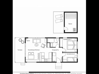Grundriss Waldhaus und Fass Sauna