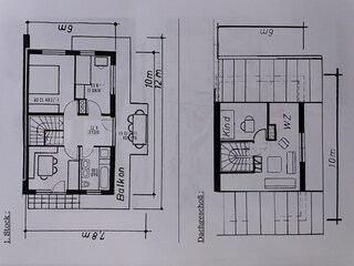 Grundriss links 1.Stock, rechts 2.Stock