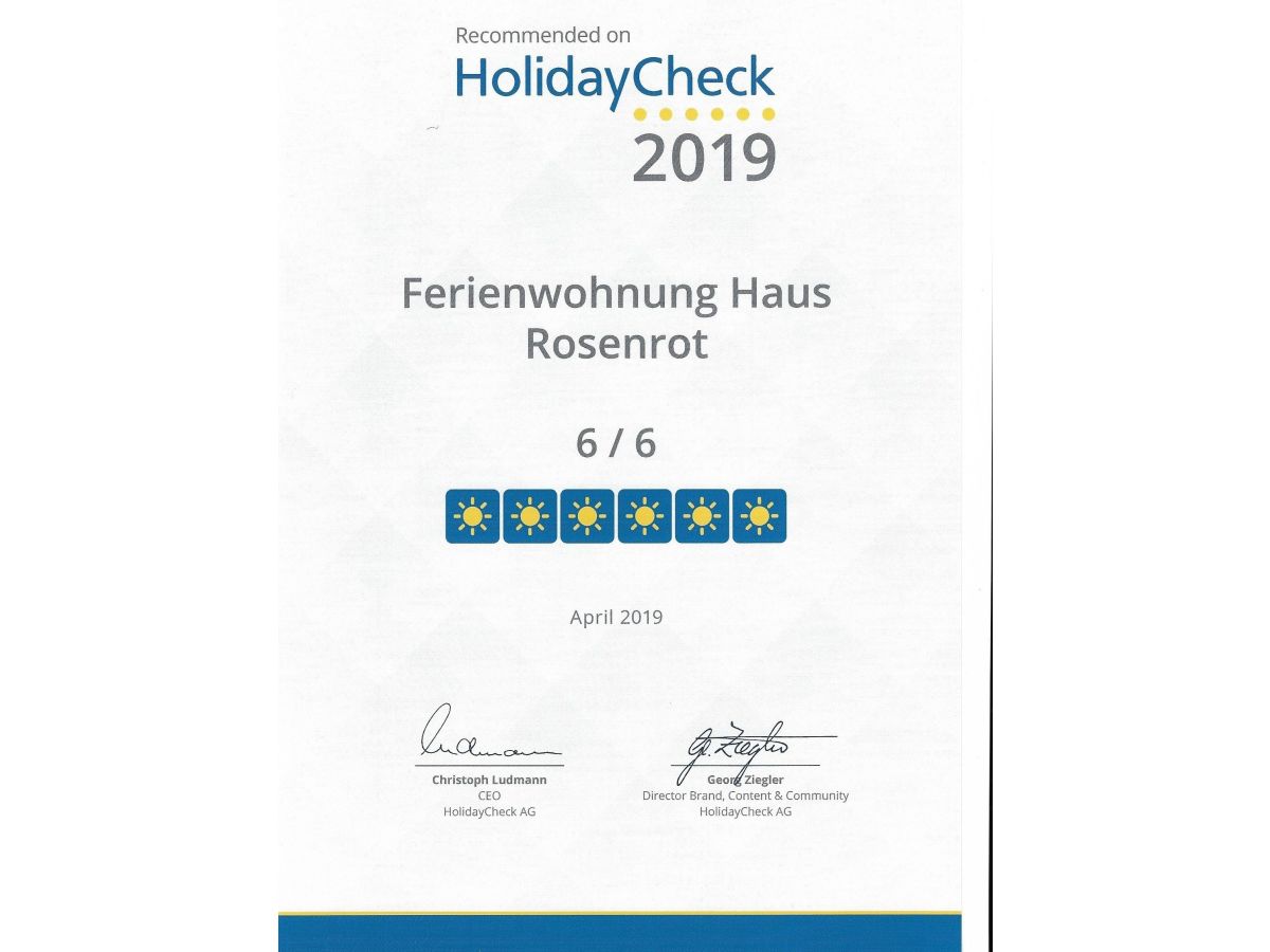 HolidayCheck Urkunde 2019