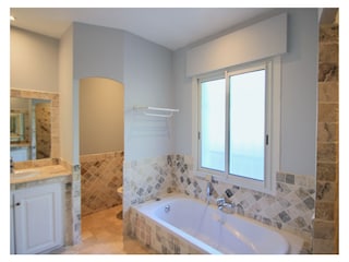 Bathroom with 2 washbasins and shower