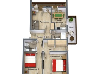 Familienappartement Seenland Plan