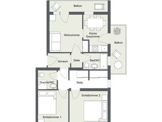 Familienappartement Seenland Plan