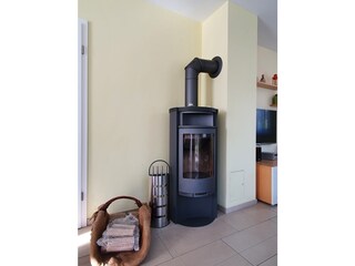 Wohnzimmer inklusive Holzofen