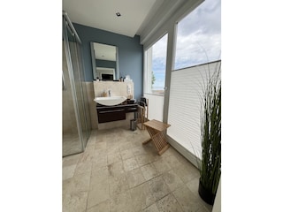 Shower room with toilet and sea view