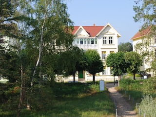 Blick aus den Dünen zum Haus