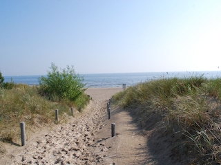 Blick vom Haus zum Strand