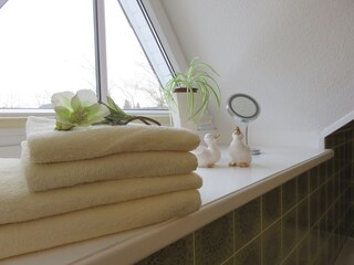 Badezimmer, inkl. Dusch-/und Handtücher