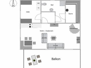 Grundriss Erdgeschoss mit Terrasse ( 22qm )