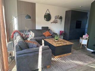 Living area with view into the kitchen