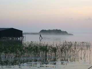 View at the boathouse in the morning time