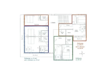 Blau umrandeter Bereich im Grundriss