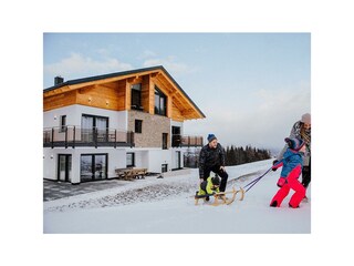 Familie mit Schlitten