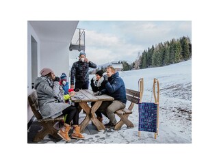 Terrasse direkt an der Piste
