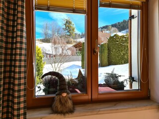 Blick aus dem Fenster Winter