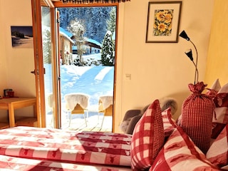Ausblick vom Schlafzimmer im Winter