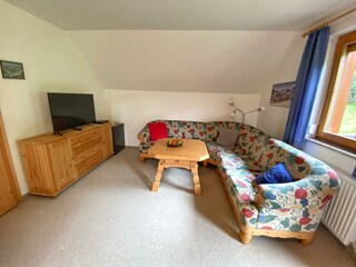 Sitzecke mit TV im Appartment Bergblick