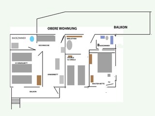 Oberes Apartment-Skizzenlayout.